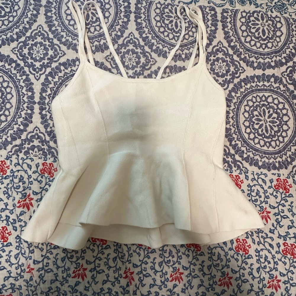 Anthropologie Cream Peplum Camisole Top